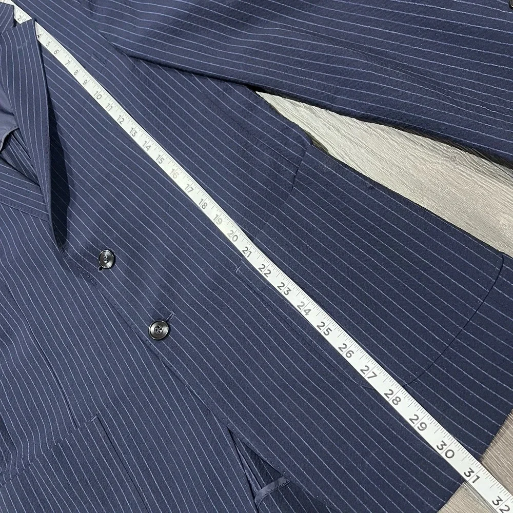 Jos A Bank Tailored Fit Sport Coat 40R Blue Wool Poly Stretch Unstructured 31608